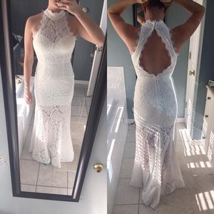 White lace prom dress